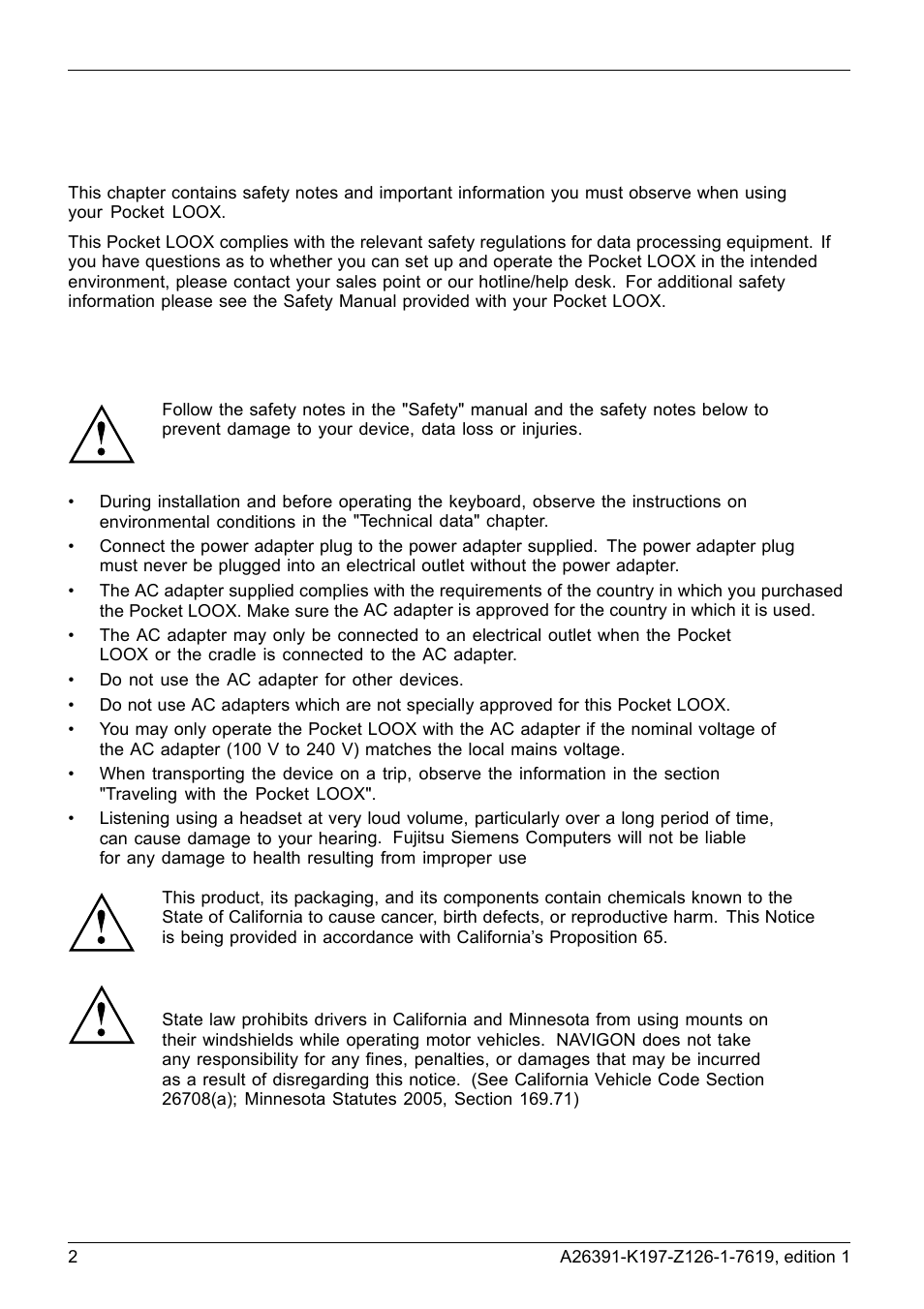 Important notes, Safety information | Navigon POCKET LOOX N100 User Manual | Page 10 / 48