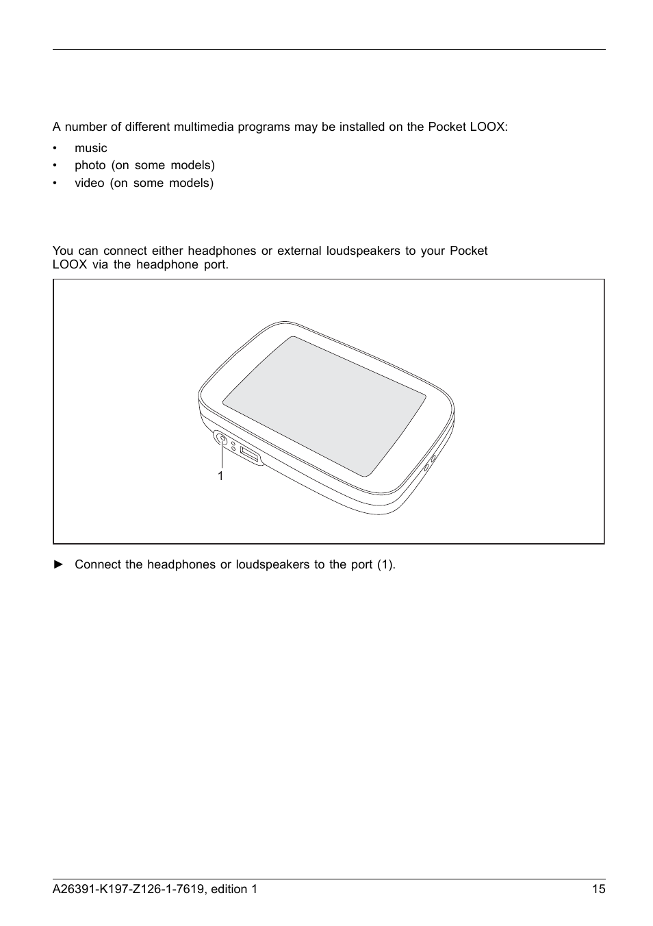 Multimedia, Connecting headphones or external loudspeakers, Using your pocket loox | Navigon POCKET LOOX N100 User Manual | Page 23 / 48