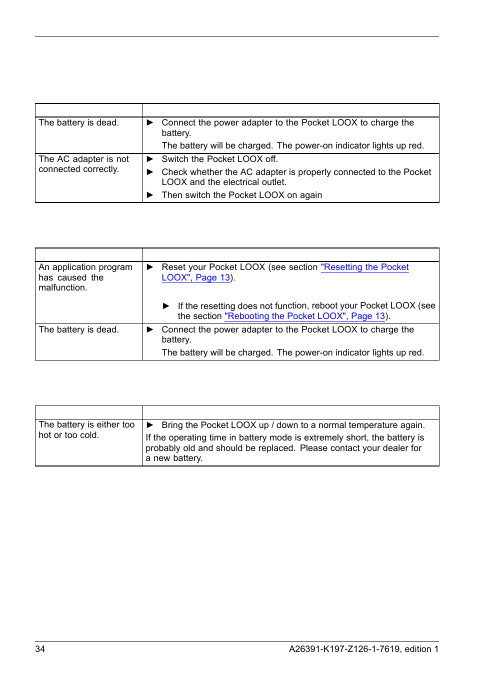 The pocket loox does not respond any more, The battery discharges too quickly | Navigon POCKET LOOX N100 User Manual | Page 42 / 48