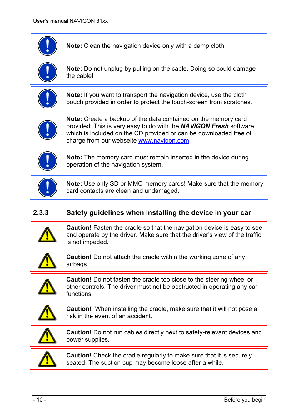 Navigon 81XX User Manual | Page 10 / 72