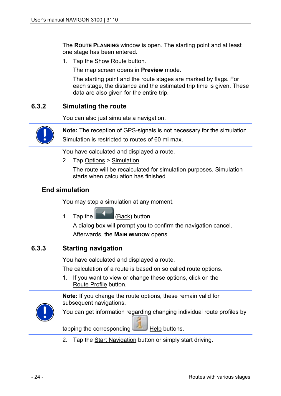 2 simulating the route, 3 starting navigation, End simulation | Navigon 3100 User Manual | Page 26 / 41