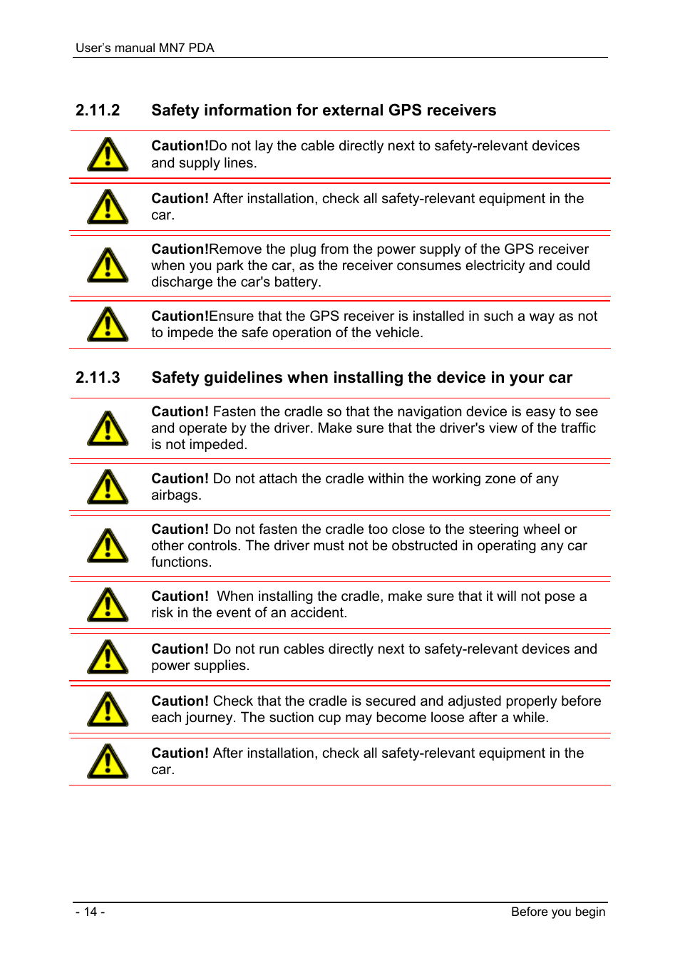 2 safety information for external gps receivers, Safety information for external gps receivers | Navigon MN7 User Manual | Page 14 / 54