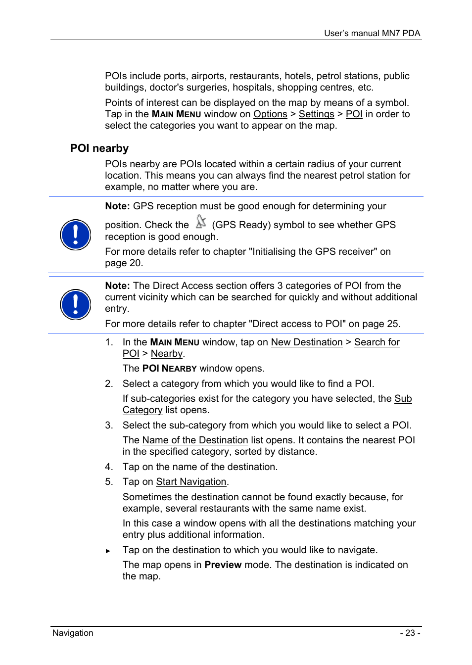 Points of interest, Poi nearby | Navigon MN7 User Manual | Page 23 / 54