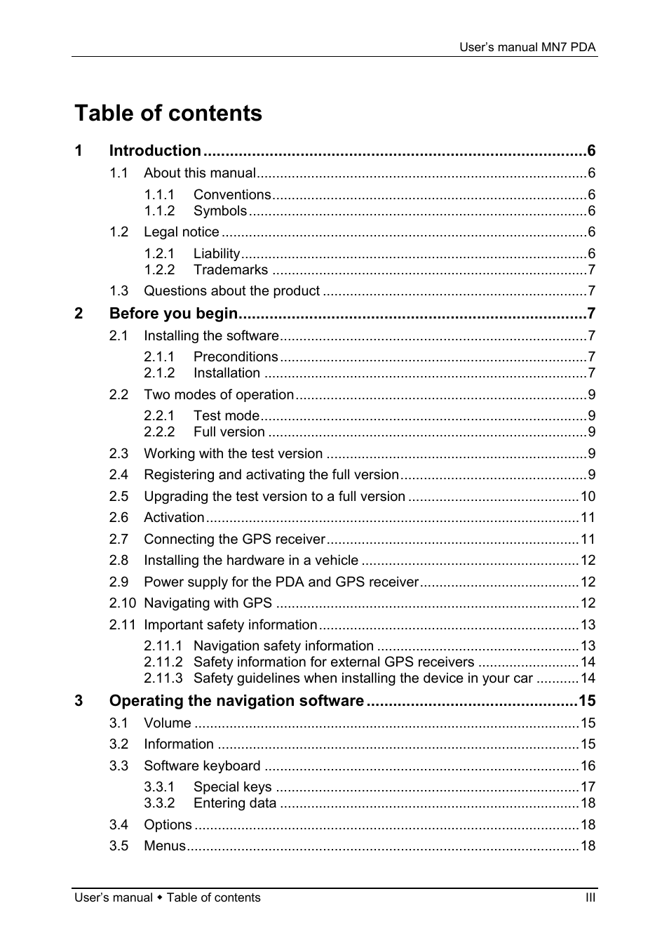 Navigon MN7 User Manual | Page 3 / 54