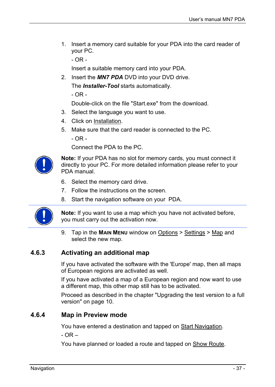 3 activating an additional map, 4 map in preview mode | Navigon MN7 User Manual | Page 37 / 54