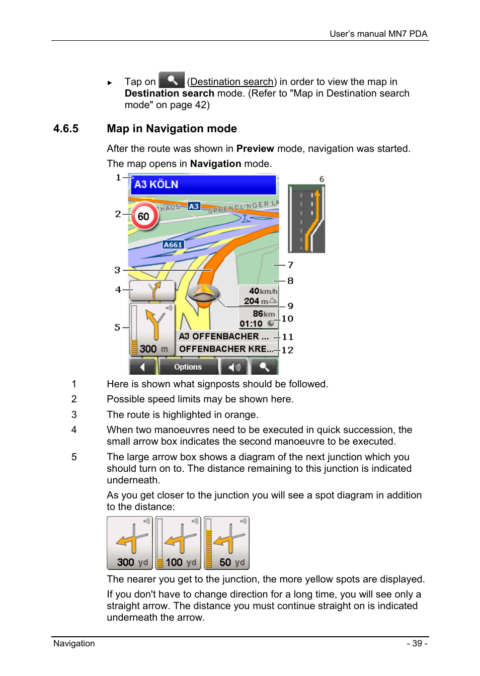 5 map in navigation mode, Activating an additional map, Map in preview mode | Navigon MN7 User Manual | Page 39 / 54