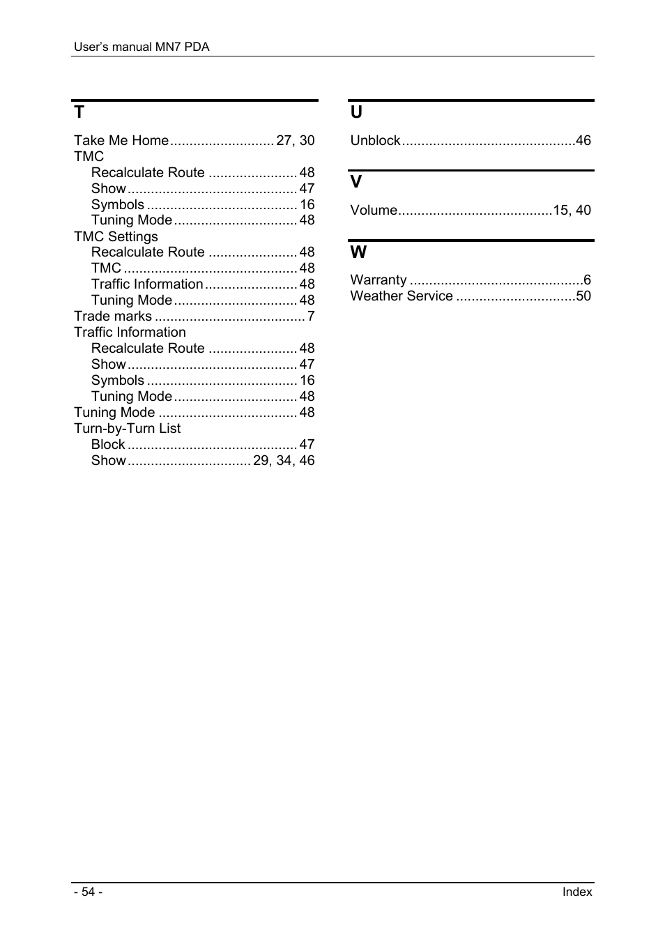 Navigon MN7 User Manual | Page 54 / 54