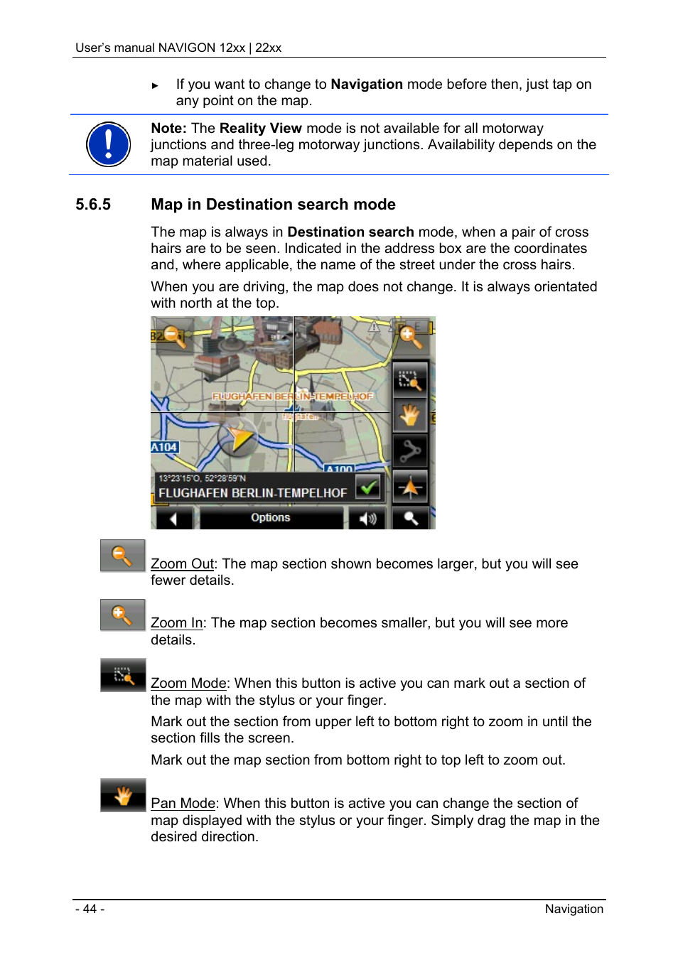 5 map in destination search mode | Navigon 12xx User Manual | Page 44 / 58