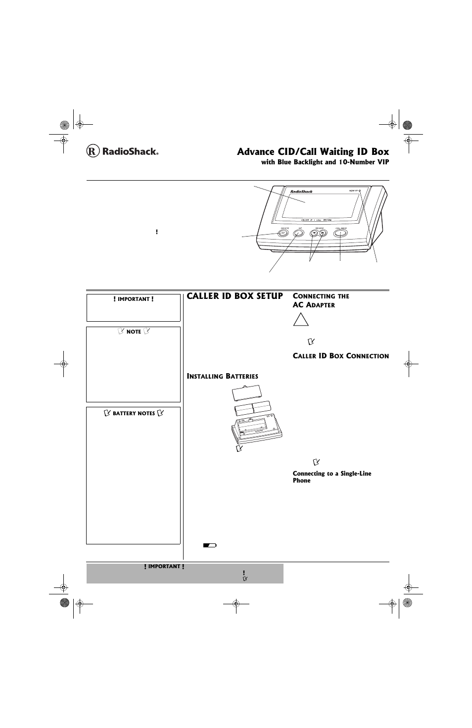 Radio Shack 43-3903 User Manual | 4 pages