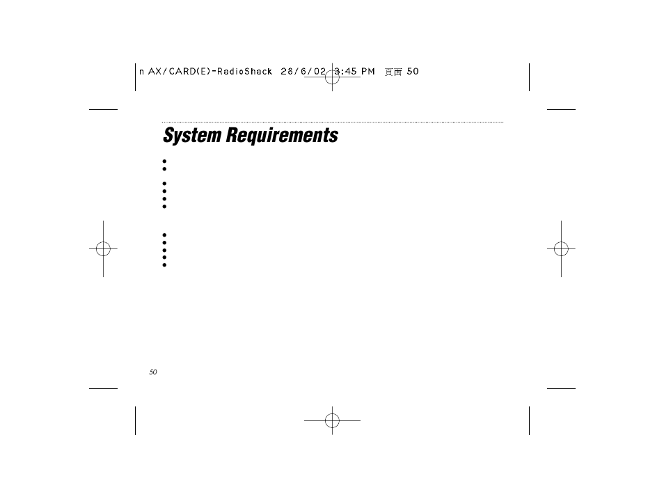System requirements | Radio Shack B-020405 User Manual | Page 50 / 52