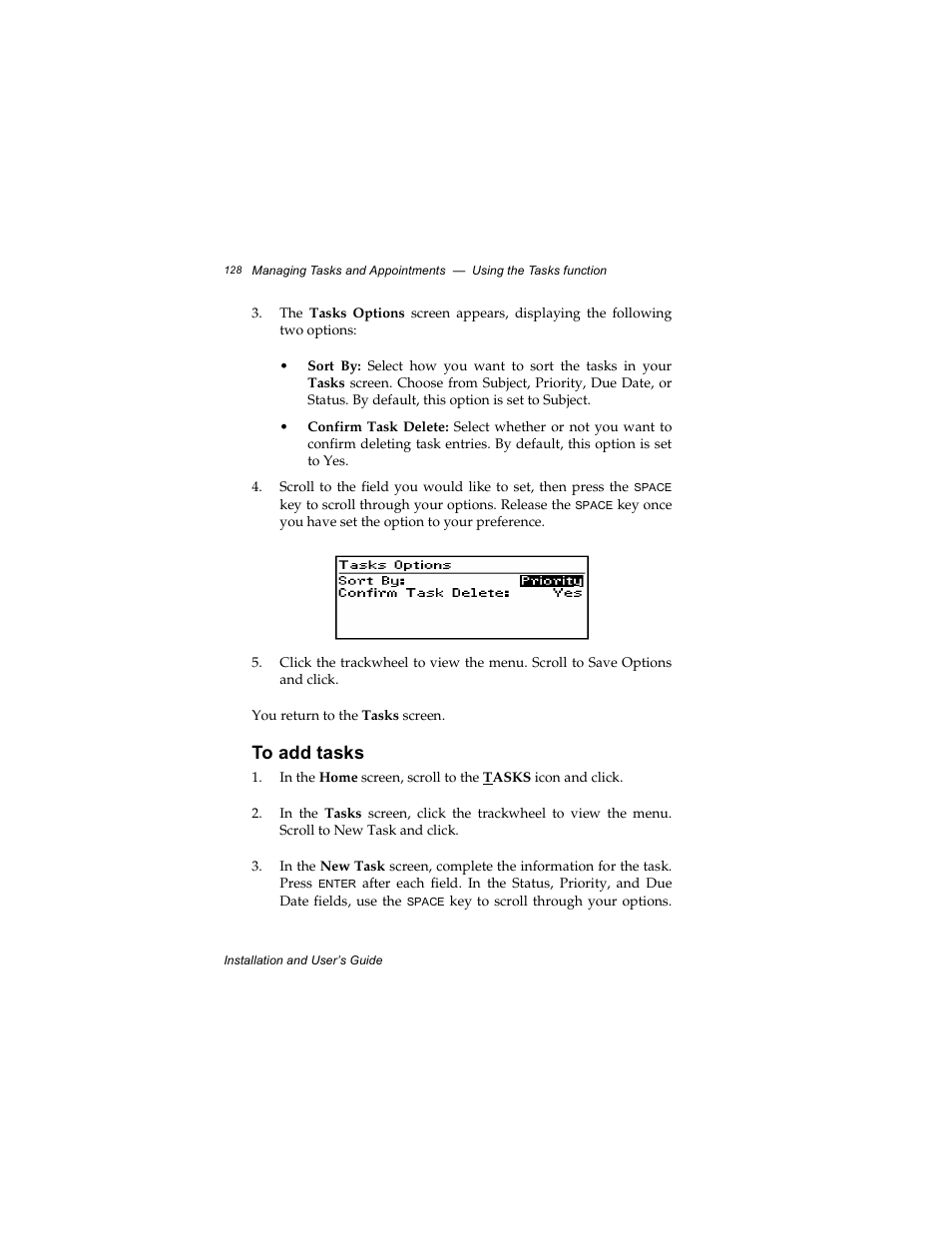 To add tasks | Radio Shack RIM 850 User Manual | Page 128 / 204