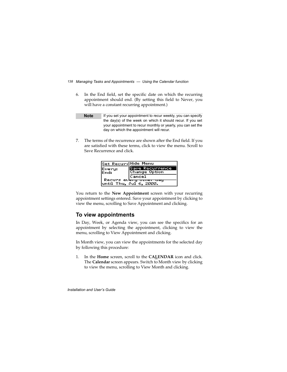 To view appointments | Radio Shack RIM 850 User Manual | Page 138 / 204