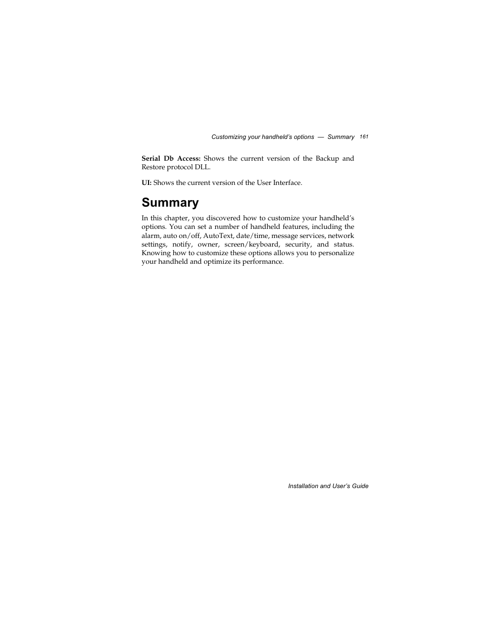 Summary | Radio Shack RIM 850 User Manual | Page 161 / 204
