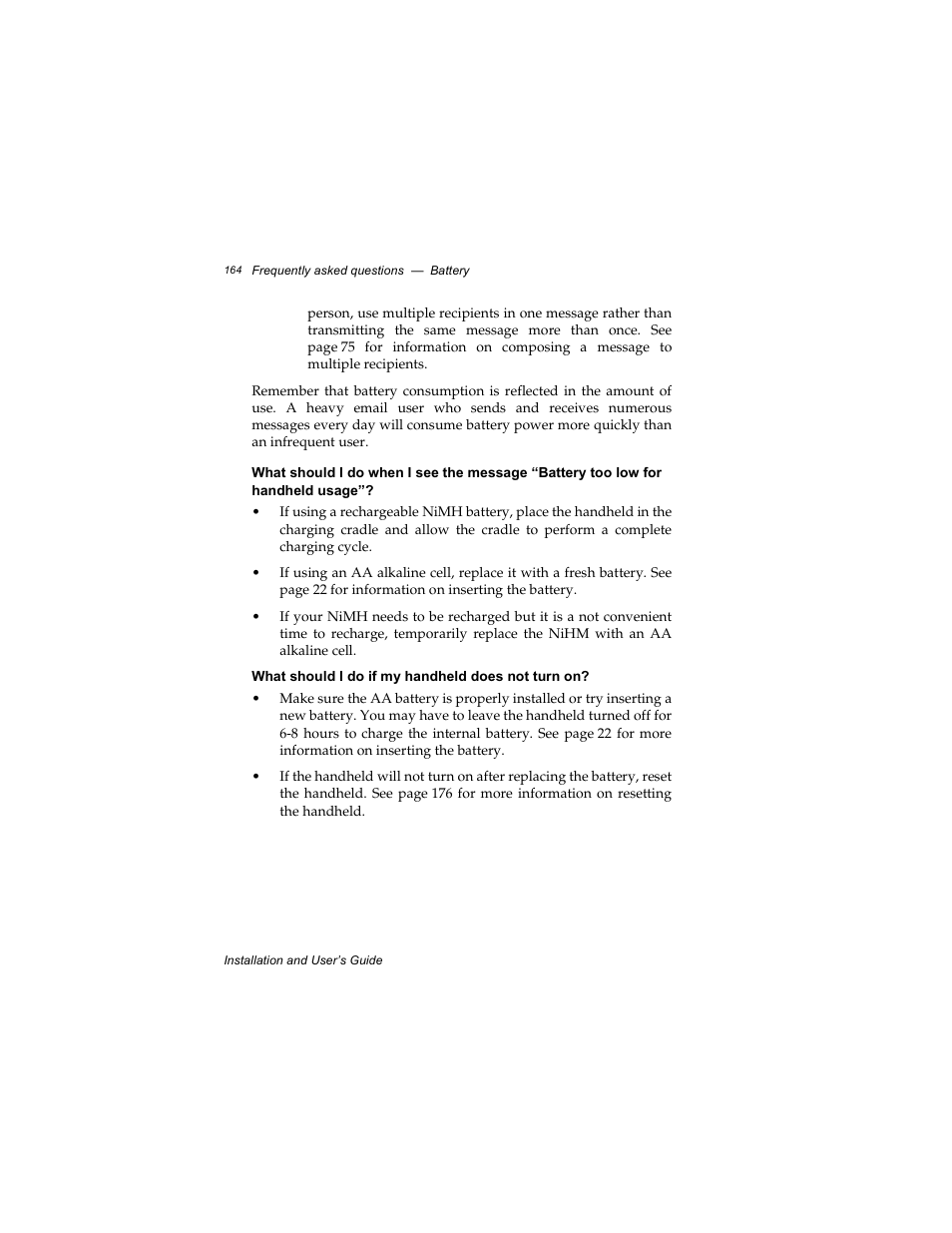 What should i do if my handheld does not turn on | Radio Shack RIM 850 User Manual | Page 164 / 204