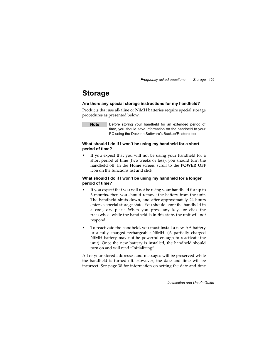 Storage | Radio Shack RIM 850 User Manual | Page 165 / 204