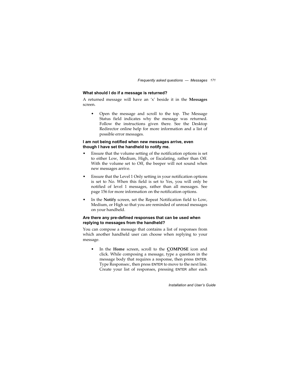 What should i do if a message is returned | Radio Shack RIM 850 User Manual | Page 171 / 204