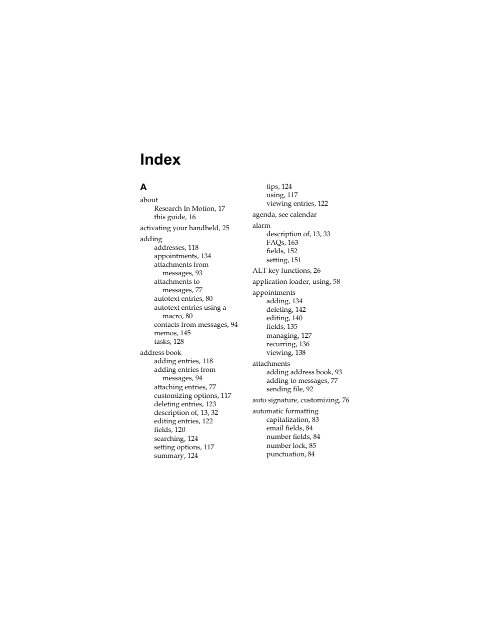 Index | Radio Shack RIM 850 User Manual | Page 193 / 204
