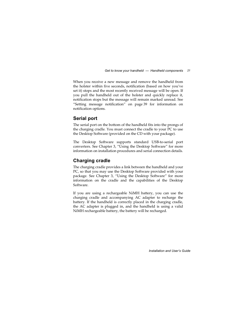 Serial port, Charging cradle | Radio Shack RIM 850 User Manual | Page 21 / 204
