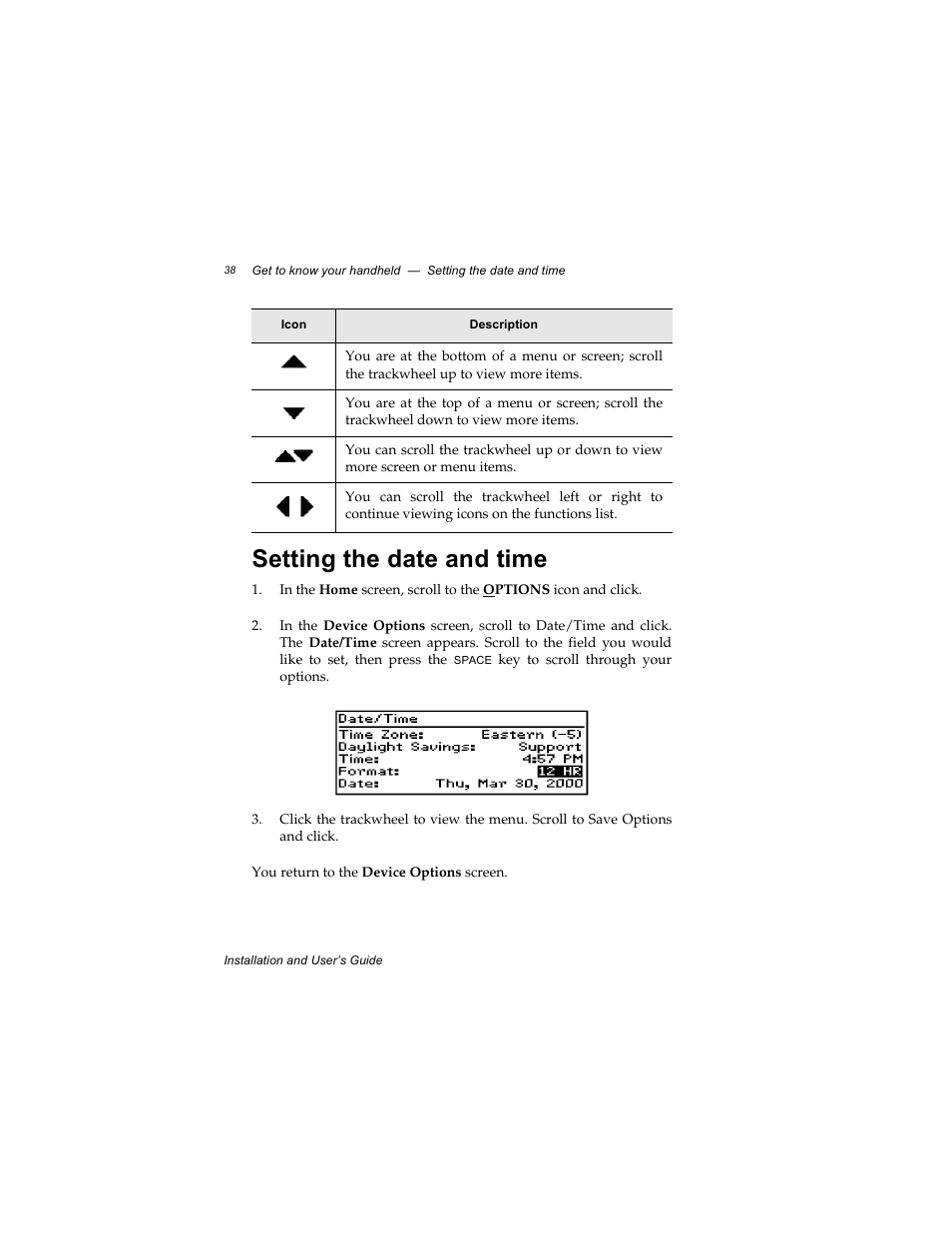 Setting the date and time | Radio Shack RIM 850 User Manual | Page 38 / 204