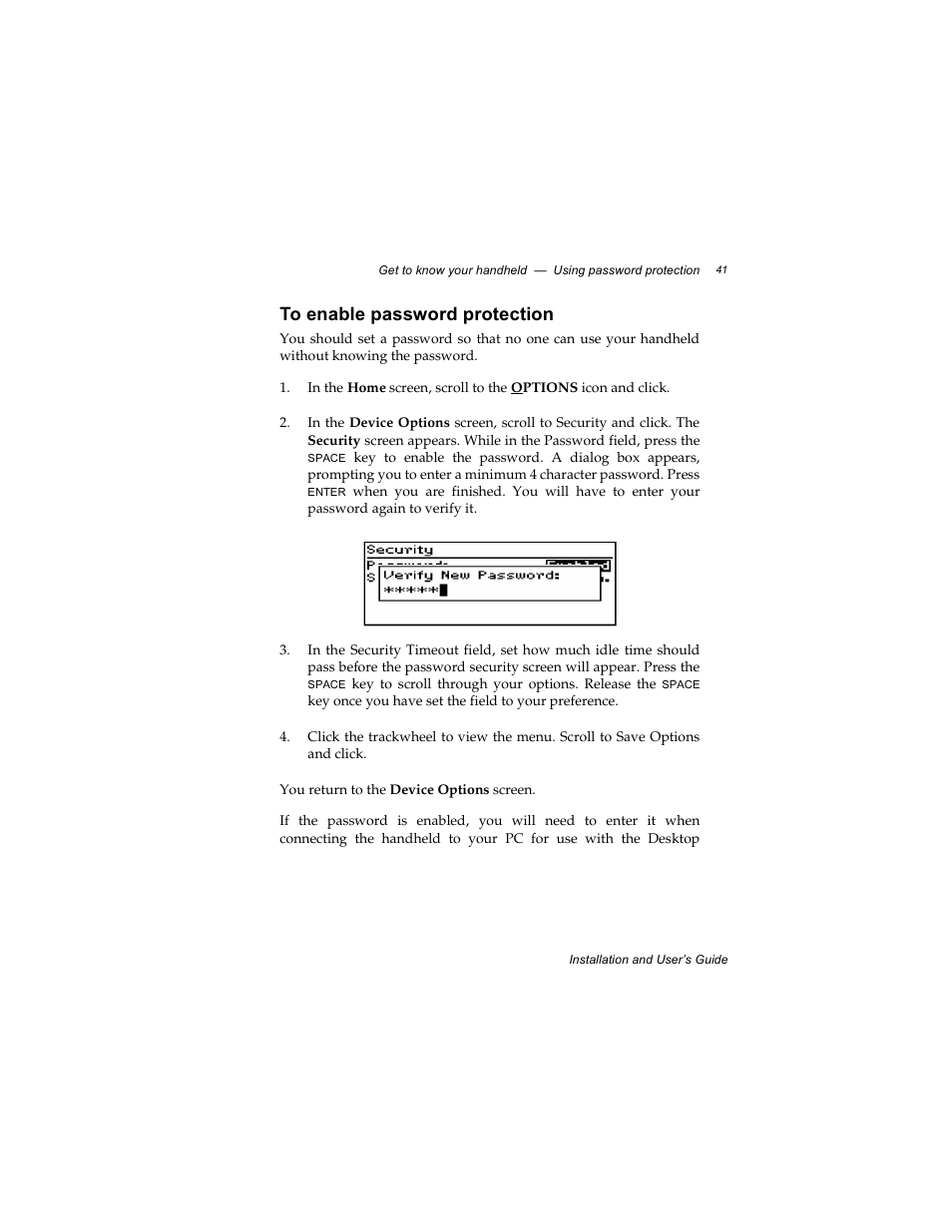 To enable password protection | Radio Shack RIM 850 User Manual | Page 41 / 204