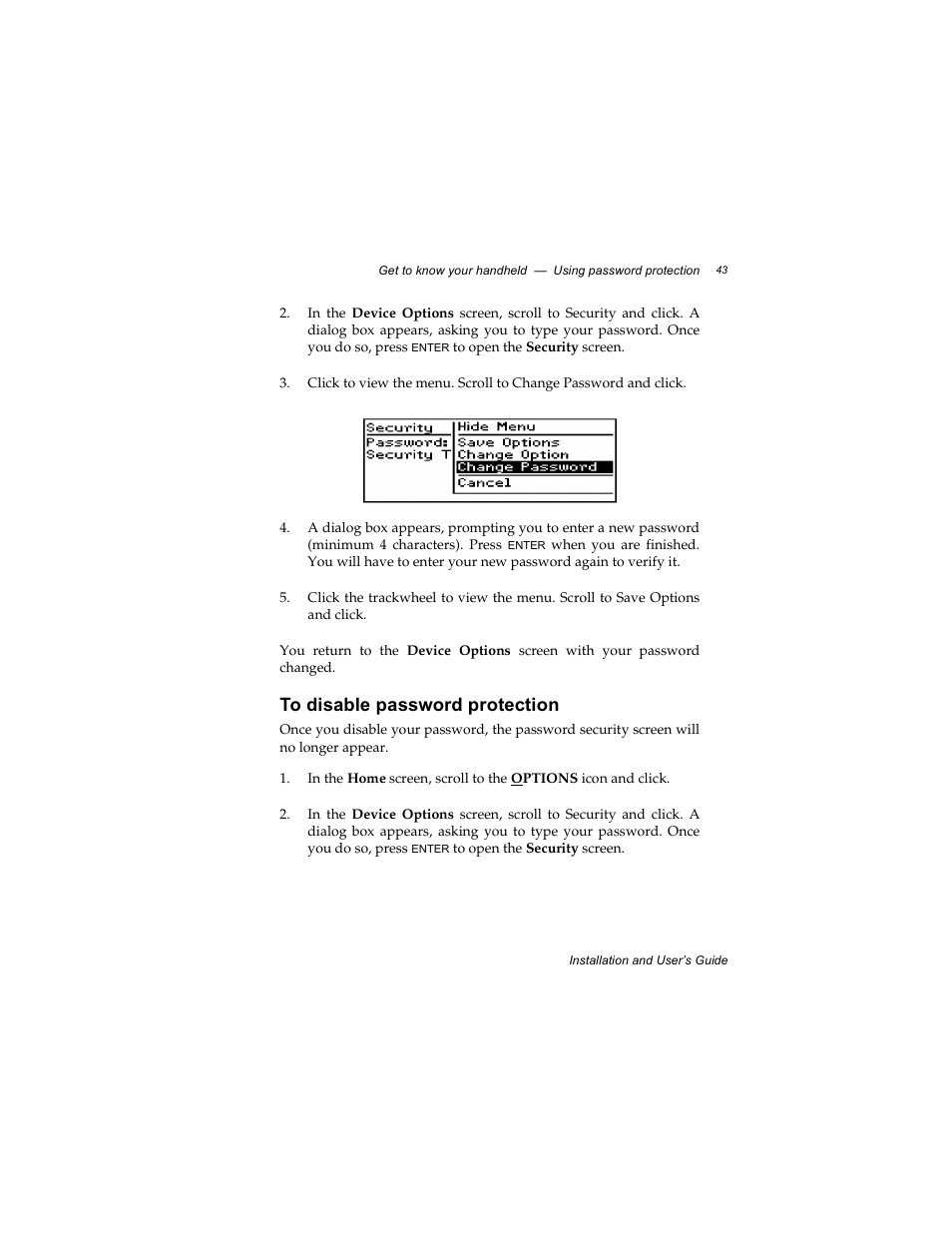 To disable password protection | Radio Shack RIM 850 User Manual | Page 43 / 204