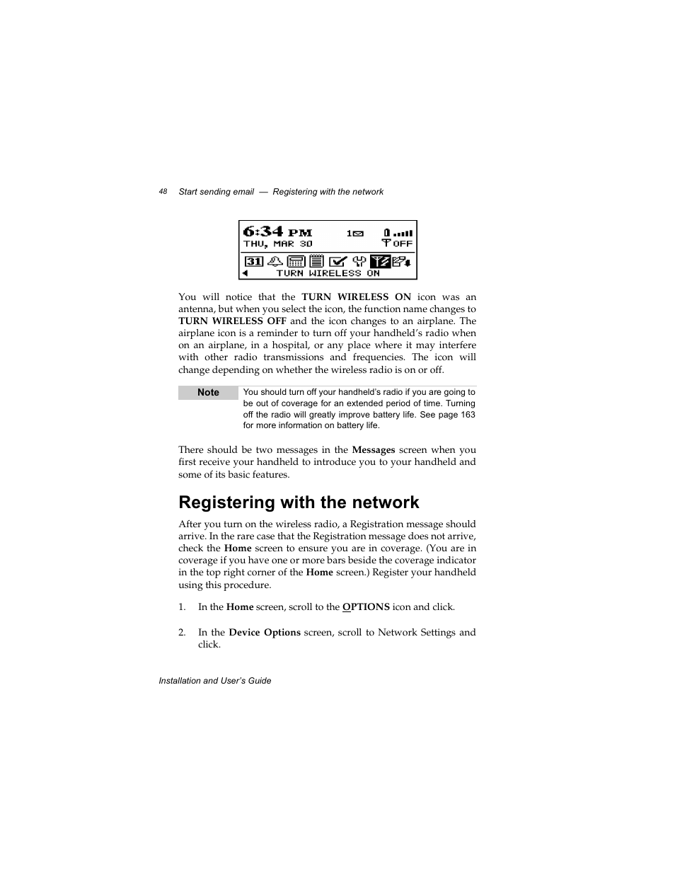 Registering with the network | Radio Shack RIM 850 User Manual | Page 48 / 204