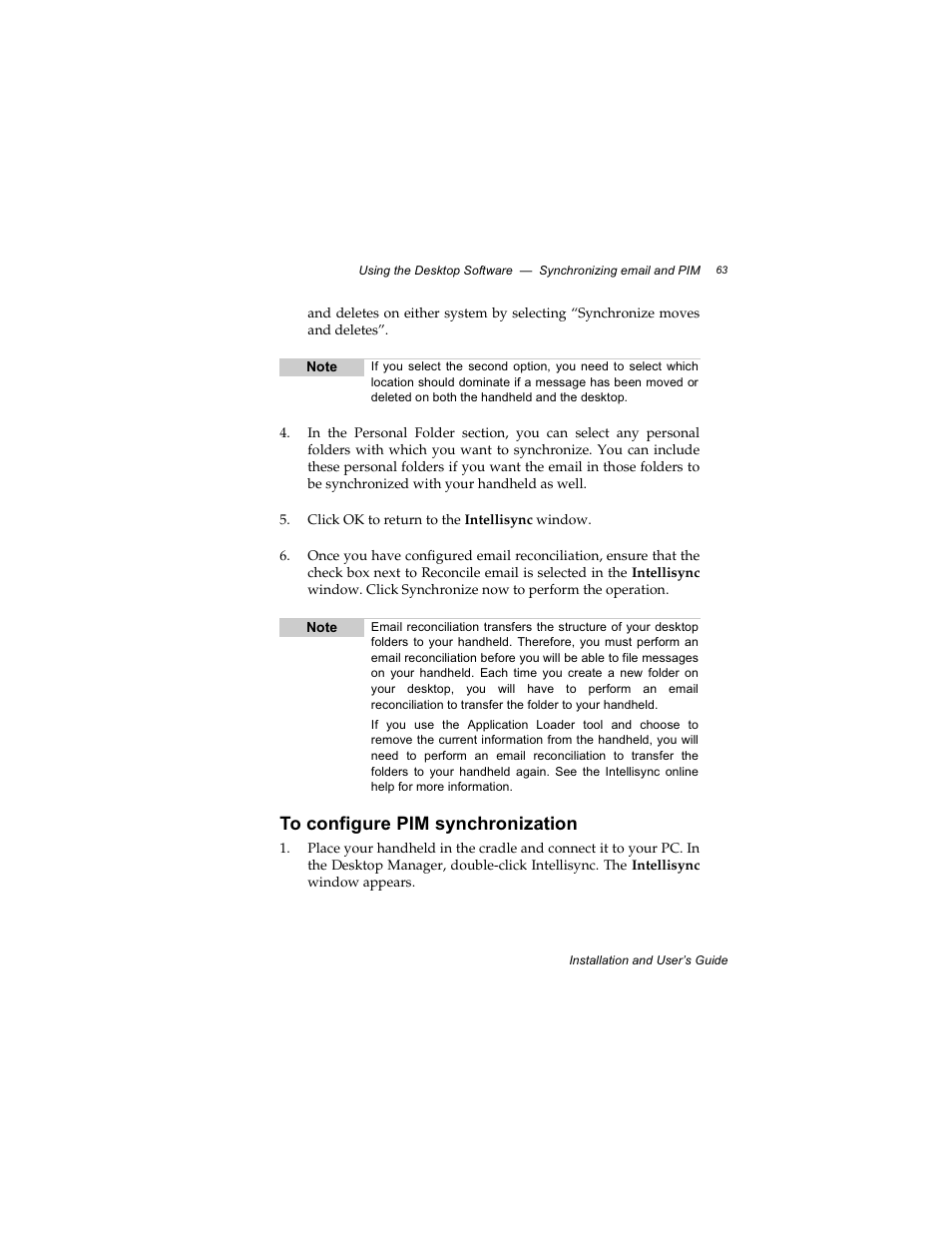 To configure pim synchronization | Radio Shack RIM 850 User Manual | Page 63 / 204