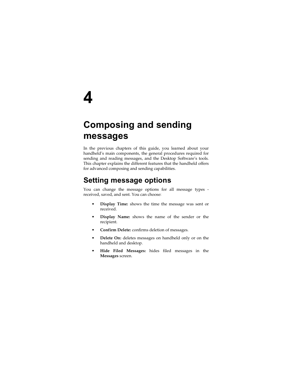 Composing and sending messages, Setting message options | Radio Shack RIM 850 User Manual | Page 69 / 204