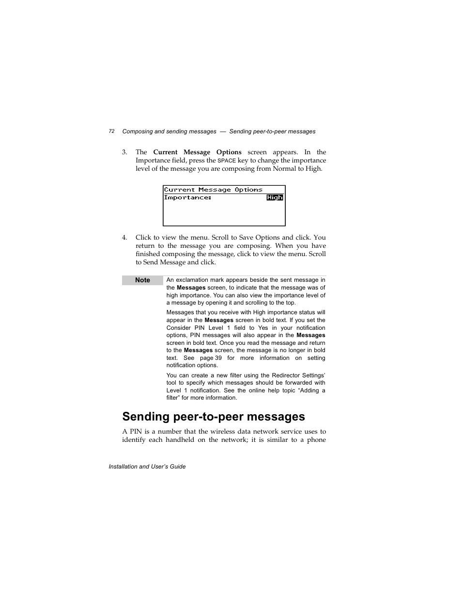 Sending peer-to-peer messages | Radio Shack RIM 850 User Manual | Page 72 / 204