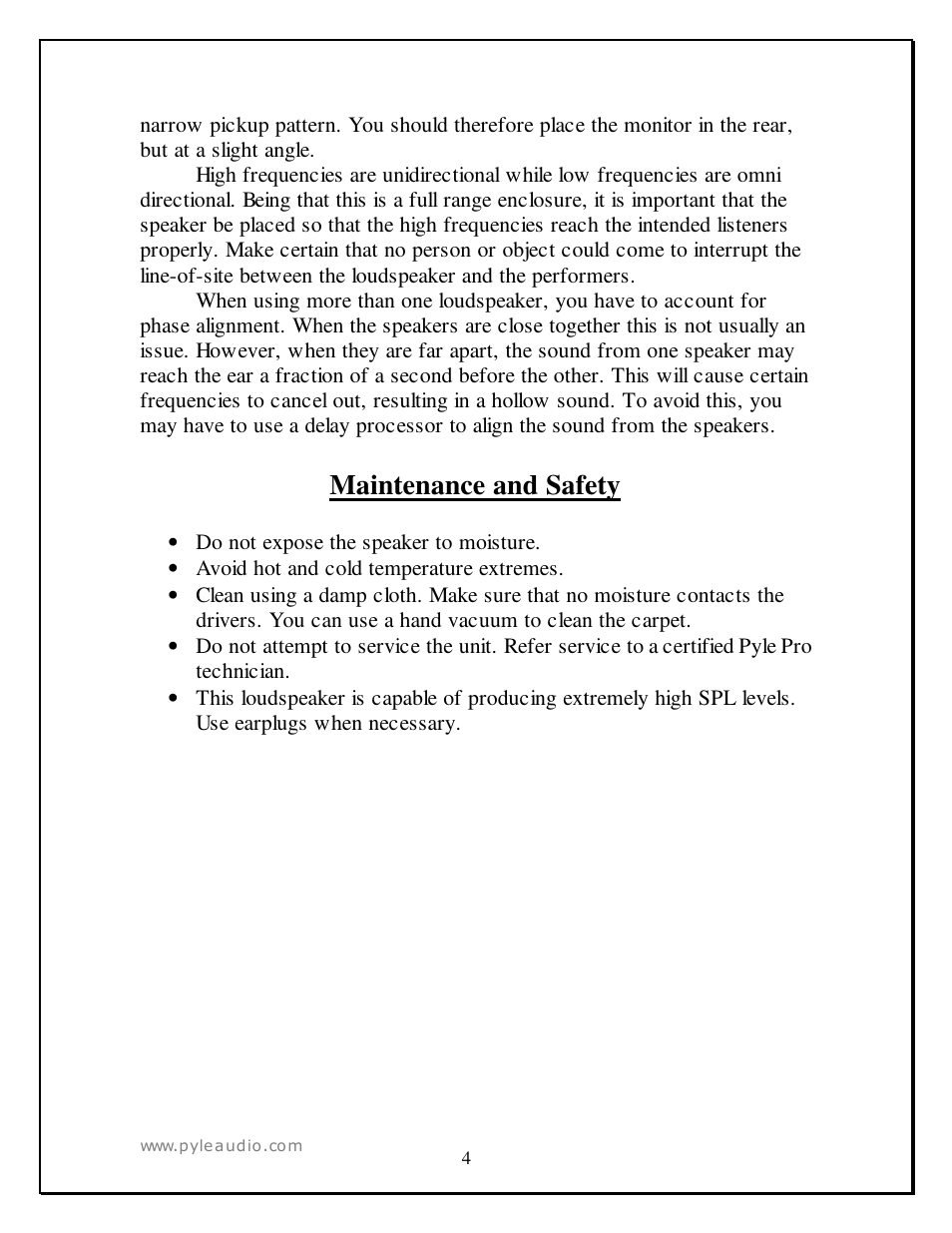 Maintenance and safety | Radio Shack PASC12 User Manual | Page 4 / 7