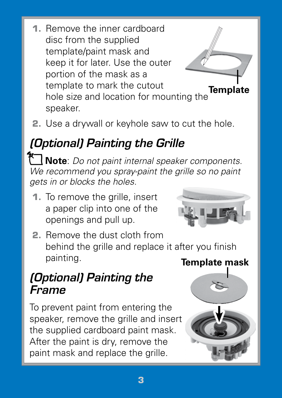 Optional) painting the grille, Optional) painting the frame | Radio Shack Auvio 40-293 User Manual | Page 3 / 8