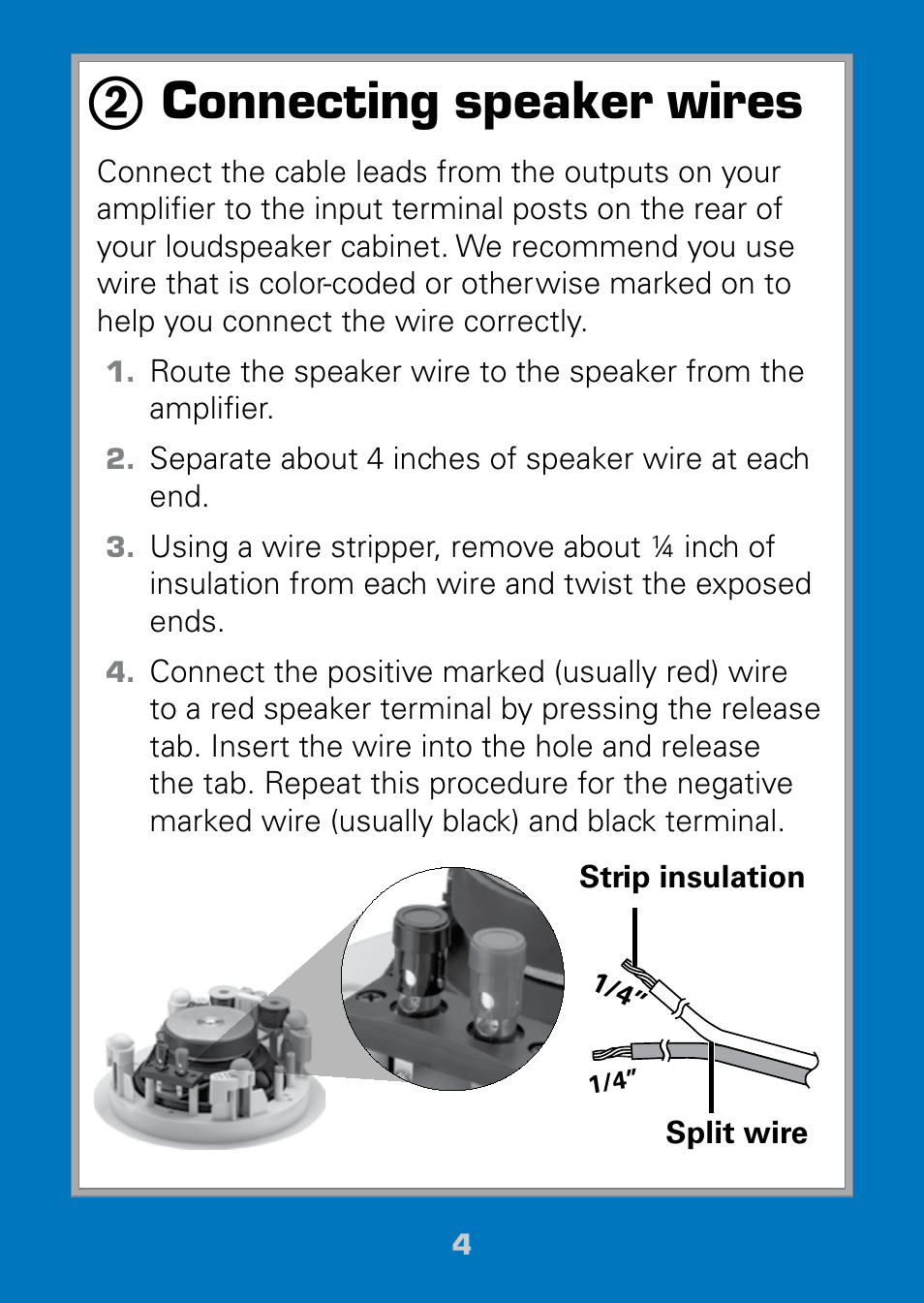 Connecting speaker wires | Radio Shack Auvio 40-293 User Manual | Page 4 / 8