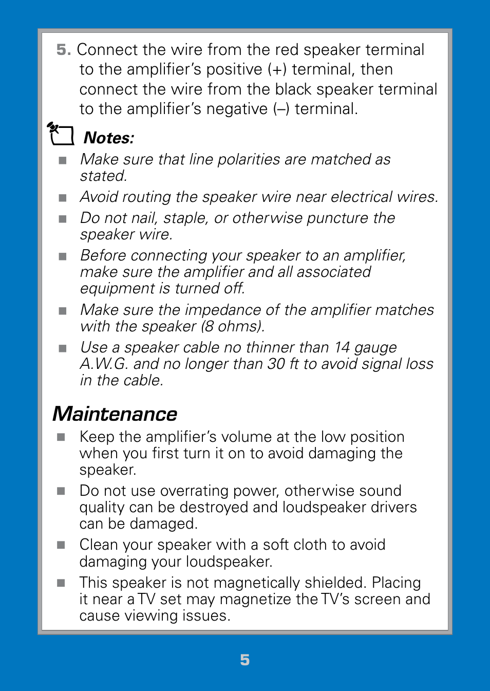 Maintenance | Radio Shack Auvio 40-293 User Manual | Page 5 / 8