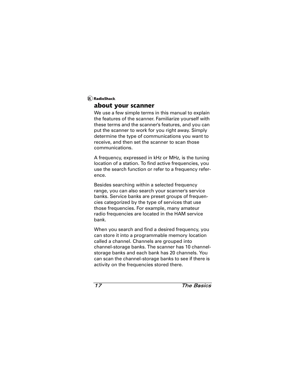 About your scanner | Radio Shack 20-501 User Manual | Page 17 / 64