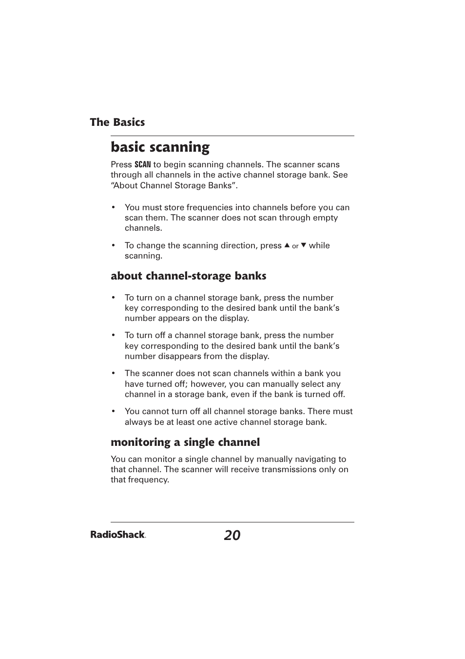 Basic scanning | Radio Shack PRO-2096 User Manual | Page 20 / 84