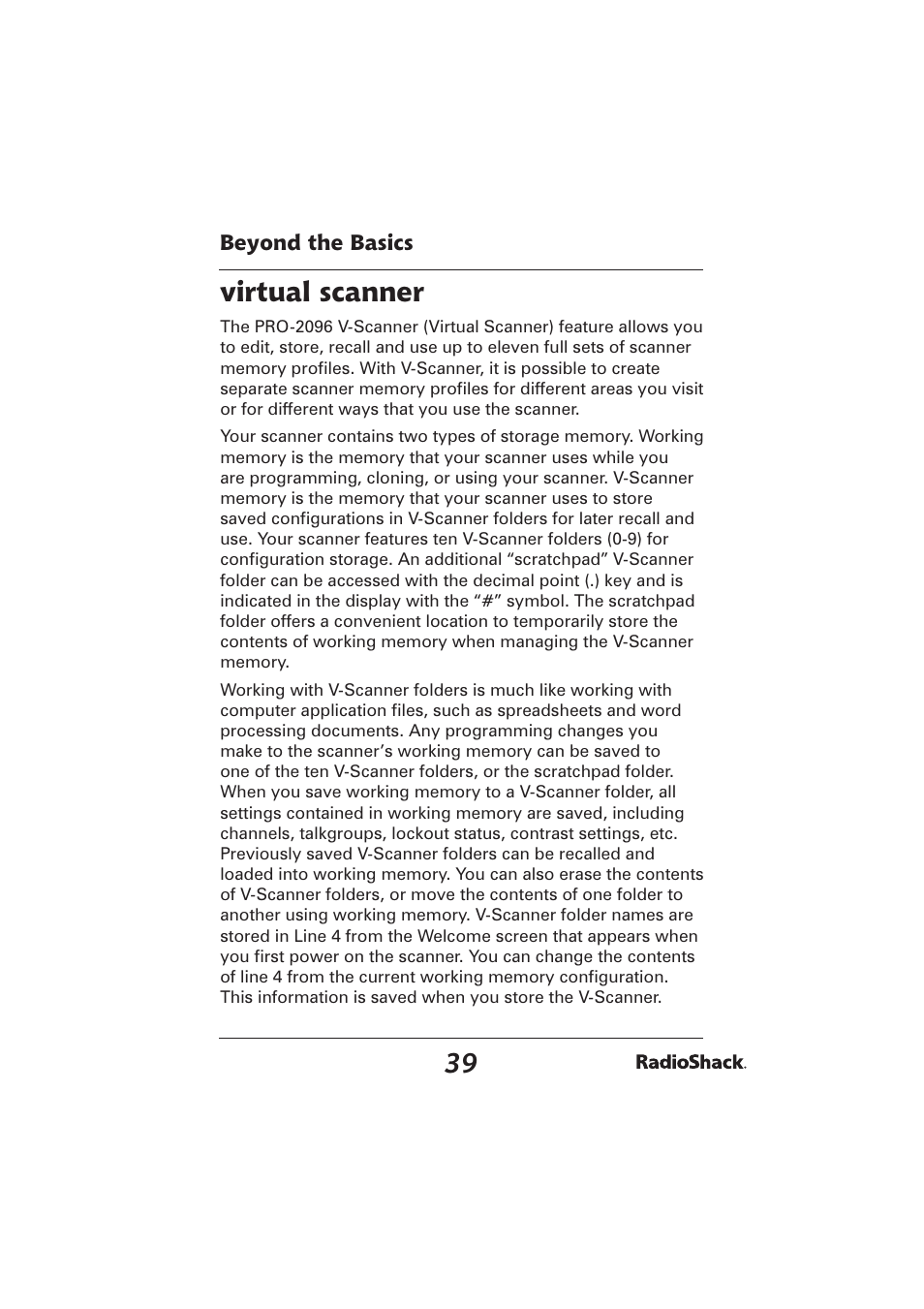 Virtual scanner | Radio Shack PRO-2096 User Manual | Page 39 / 84