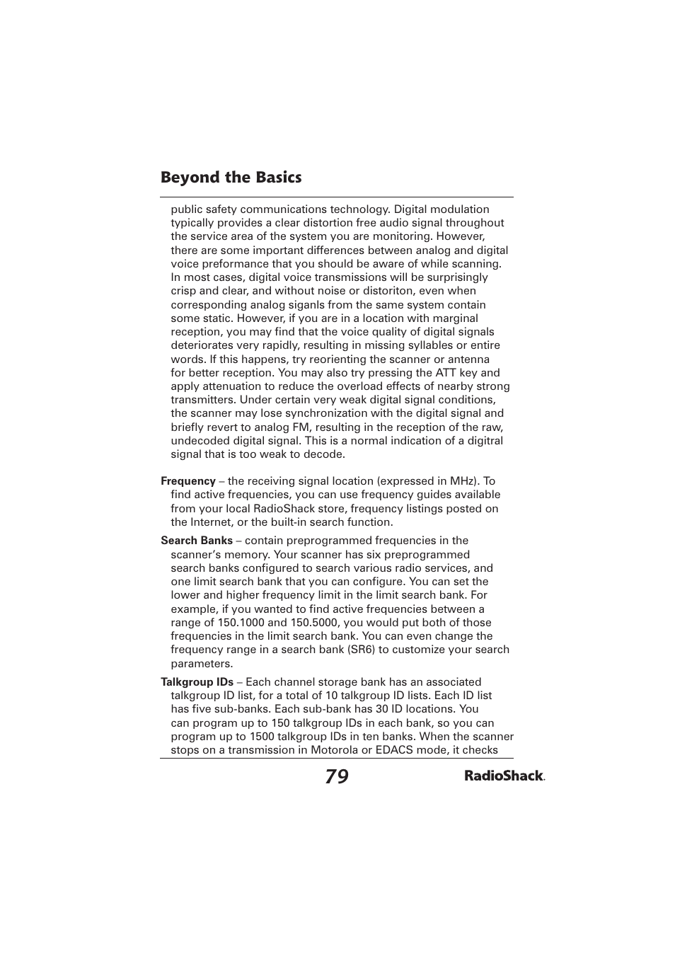 Beyond the basics | Radio Shack PRO-2096 User Manual | Page 79 / 84