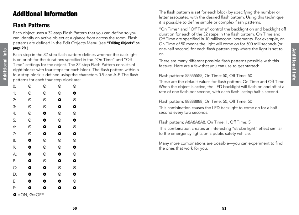 Additional information, Flash patterns | Radio Shack iScan PRO-107 User Manual | Page 26 / 33