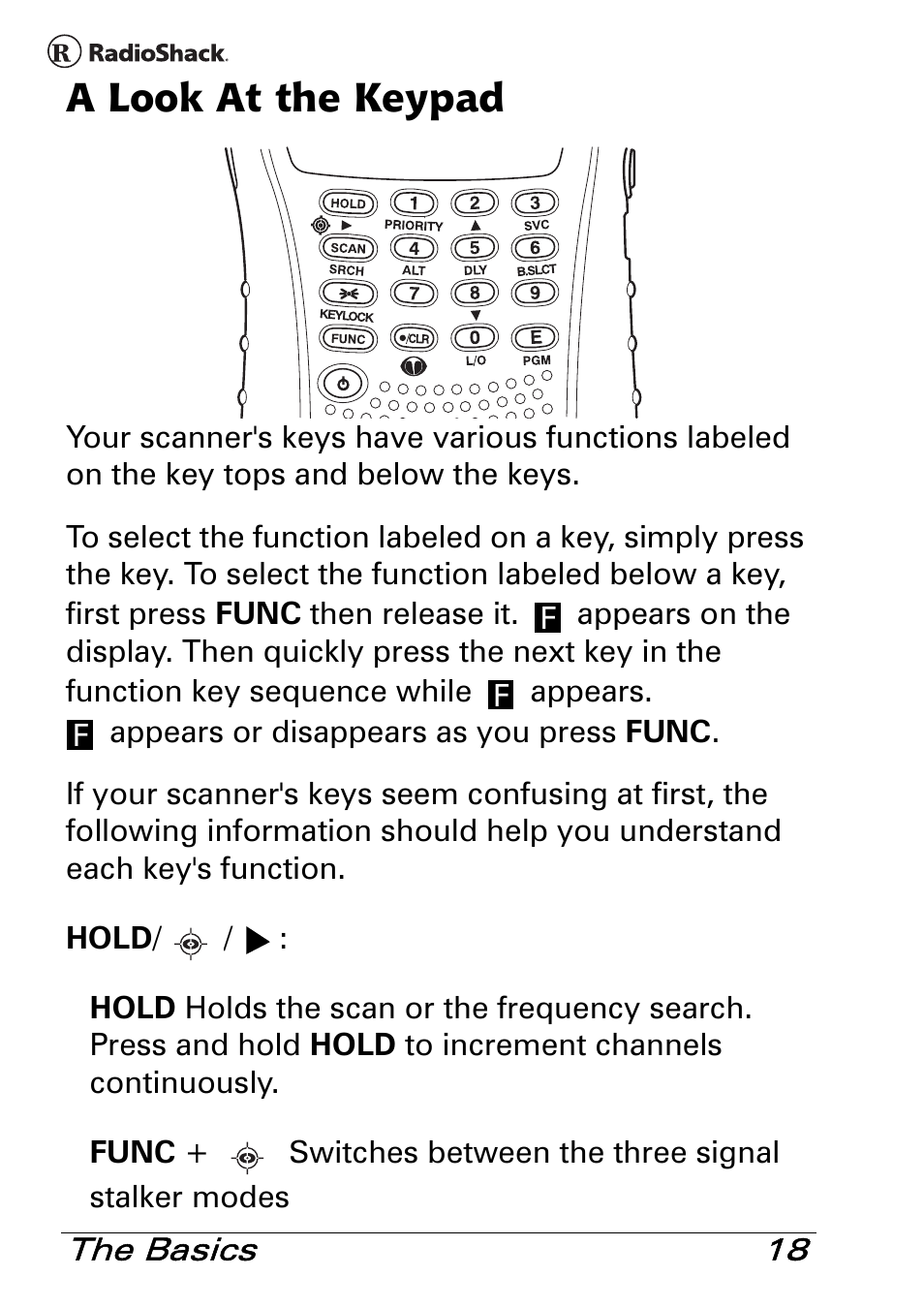 A look at the keypad | Radio Shack PRO-83 User Manual | Page 18 / 64