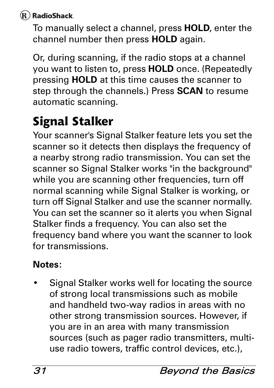 Signal stalker | Radio Shack PRO-83 User Manual | Page 31 / 64
