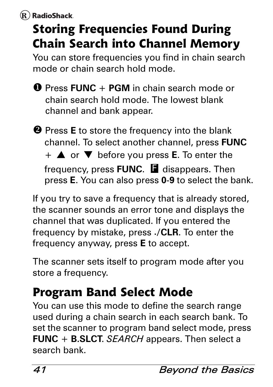 Program band select mode | Radio Shack PRO-83 User Manual | Page 41 / 64