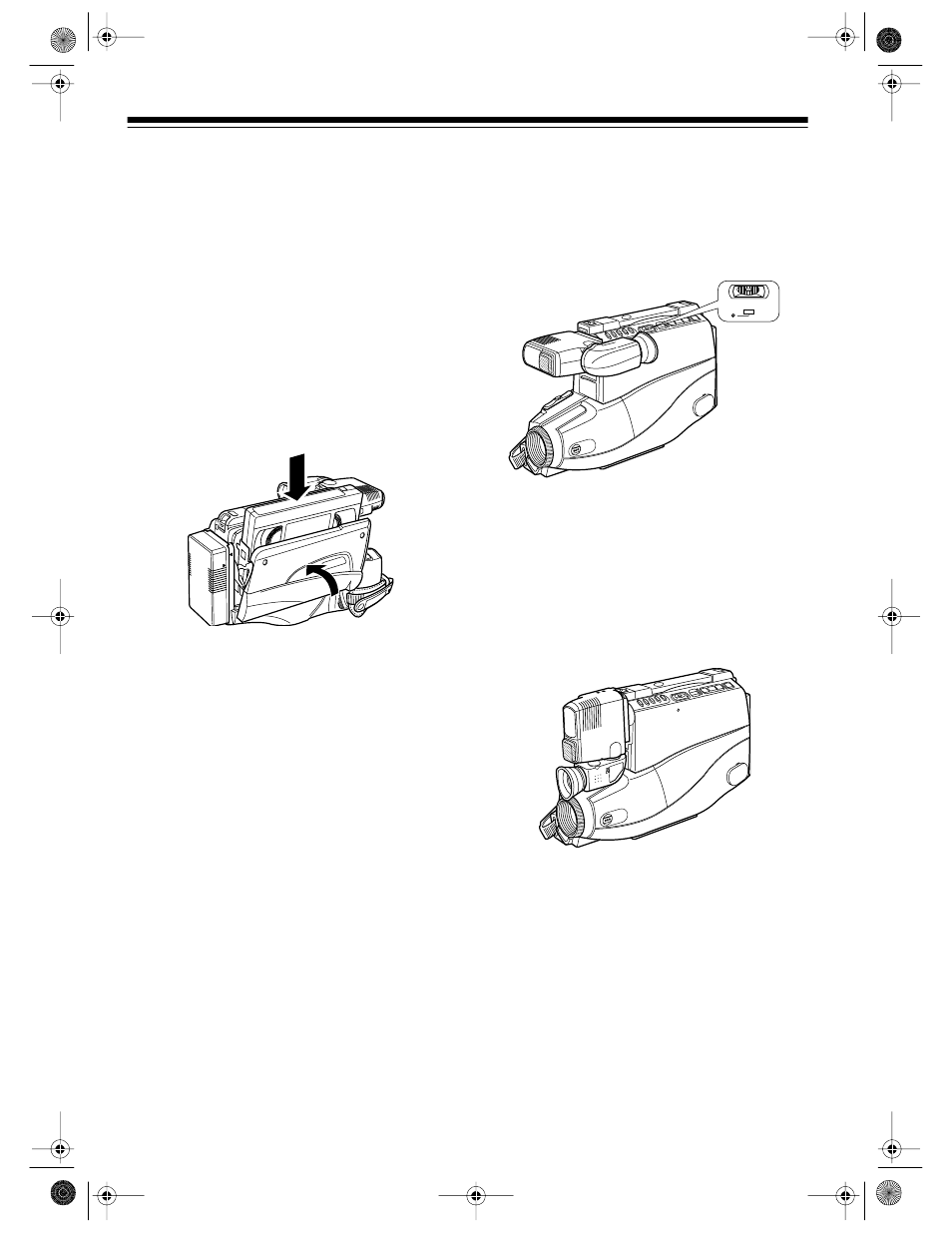 Preparing the camcorder for use, Inserting/removing a video cassette, Setting the power switch | Preparing/adjusting the viewfinder | Radio Shack Camcorder Model 130 Moviecorder User Manual | Page 14 / 44