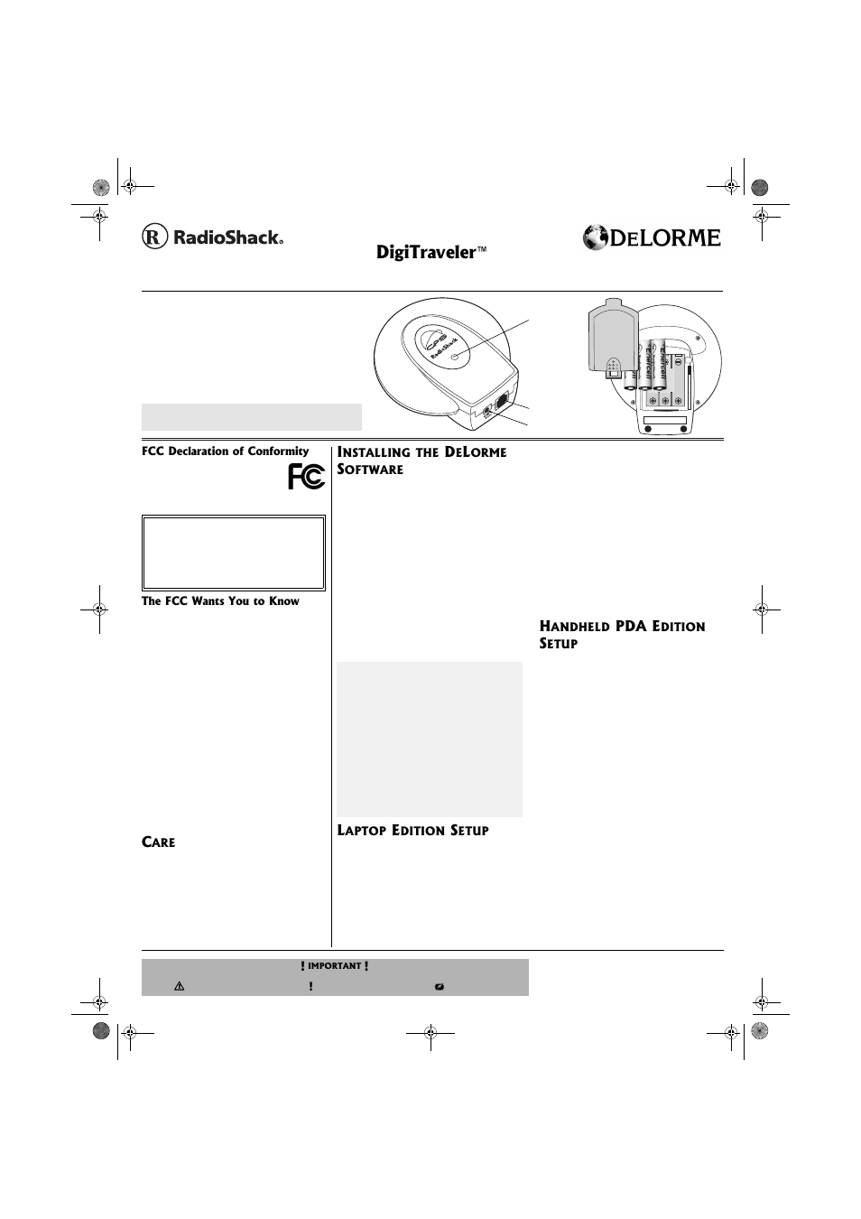 Radio Shack DIGITRAVELER 20-1601 User Manual | 2 pages