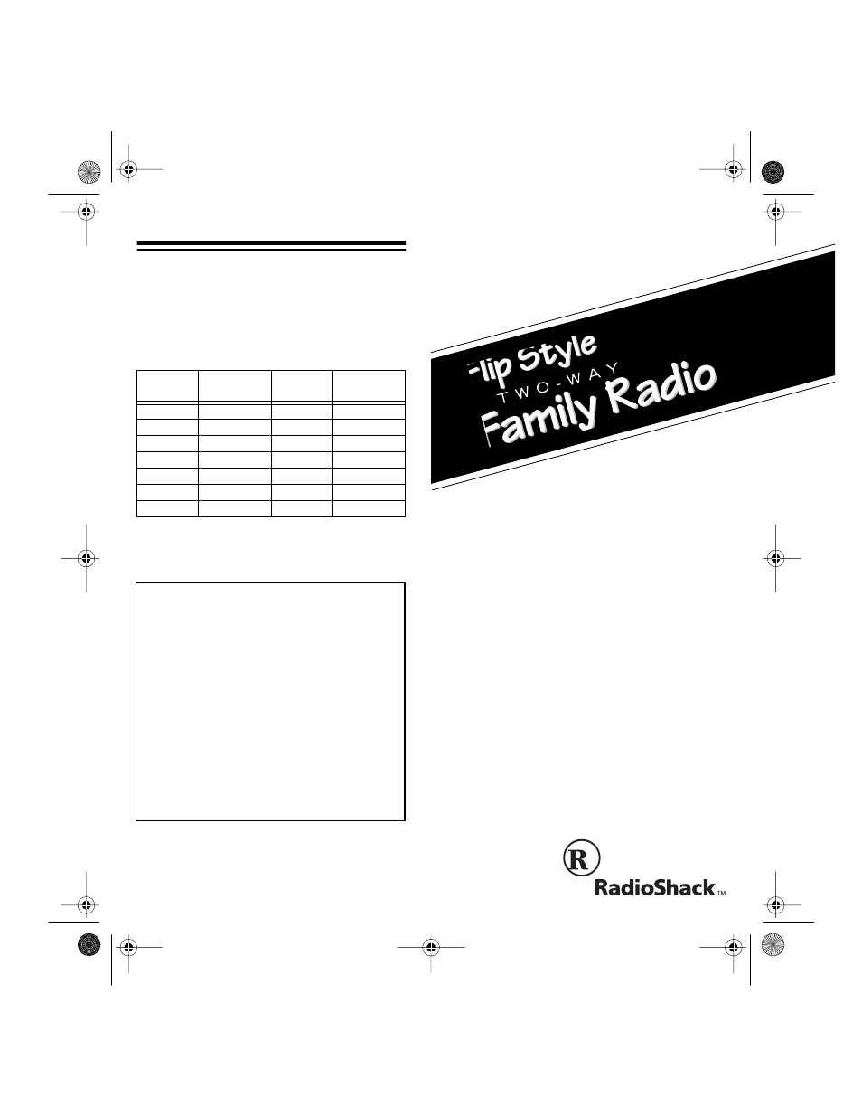 Radio Shack FRS-106 User Manual | 4 pages