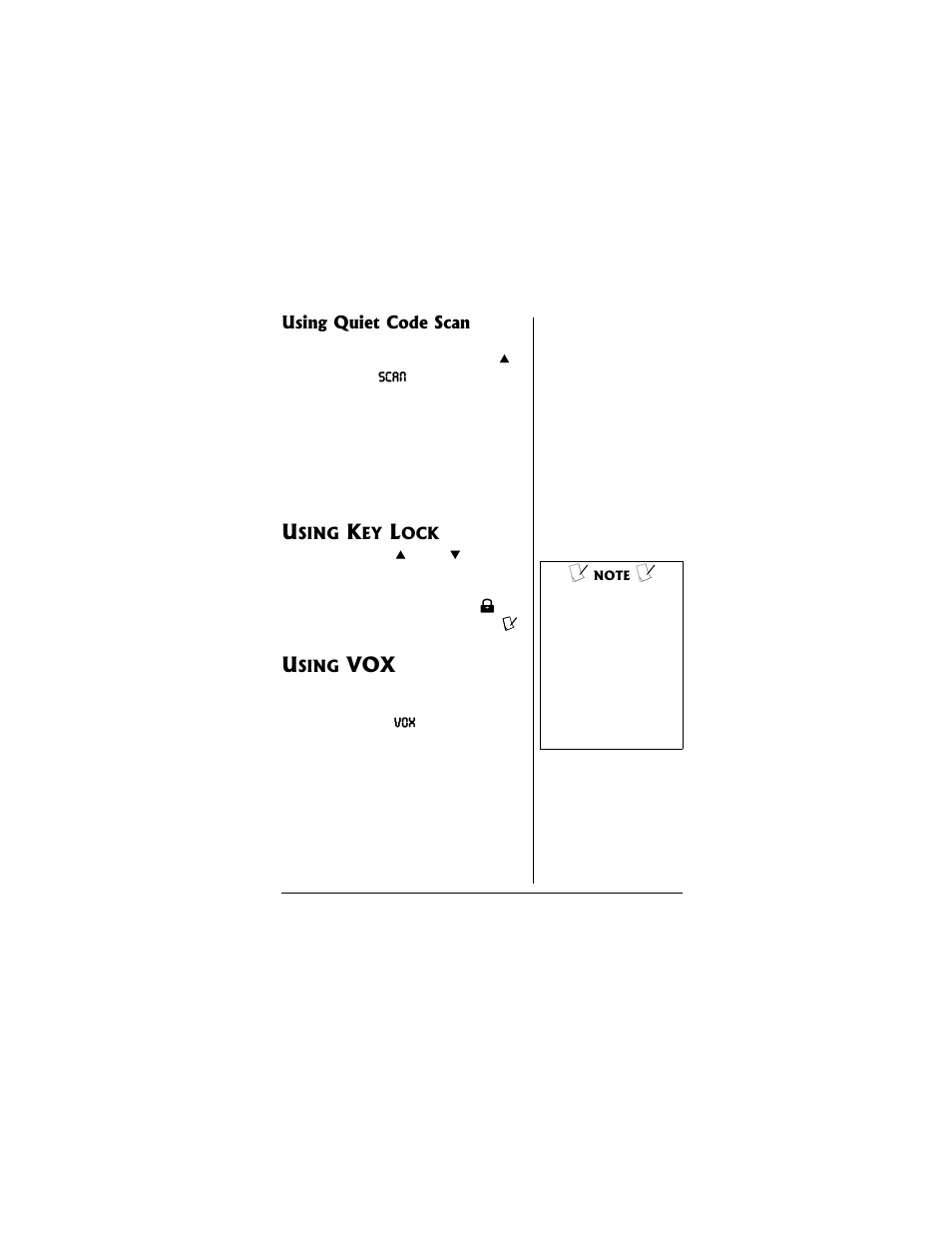 Using key lock using vox | Radio Shack 22CH GMRS/FRS User Manual | Page 11 / 16
