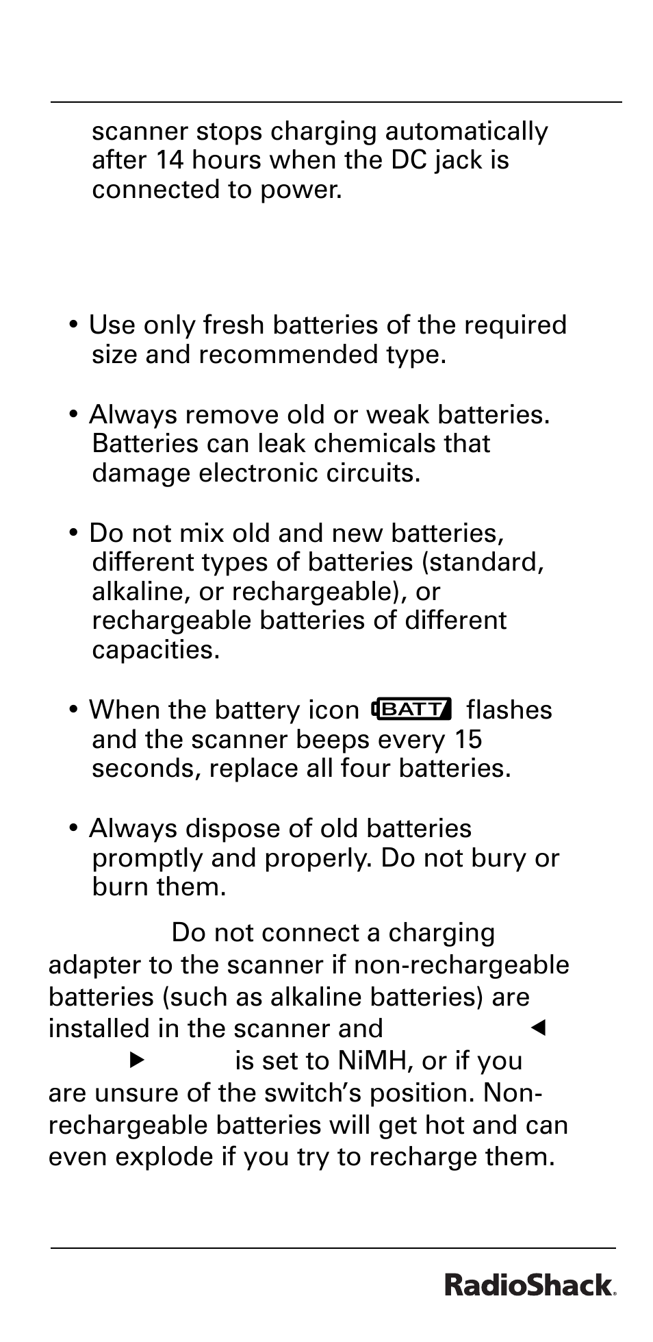 The basics, Battery cautions | Radio Shack PRO-528 User Manual | Page 15 / 92