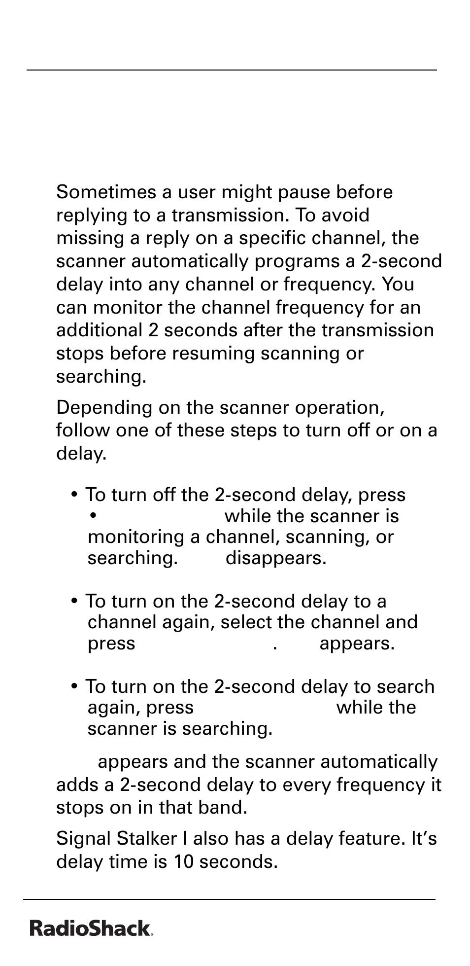 Special features, Beyond the basics, Delay | Radio Shack PRO-528 User Manual | Page 32 / 92