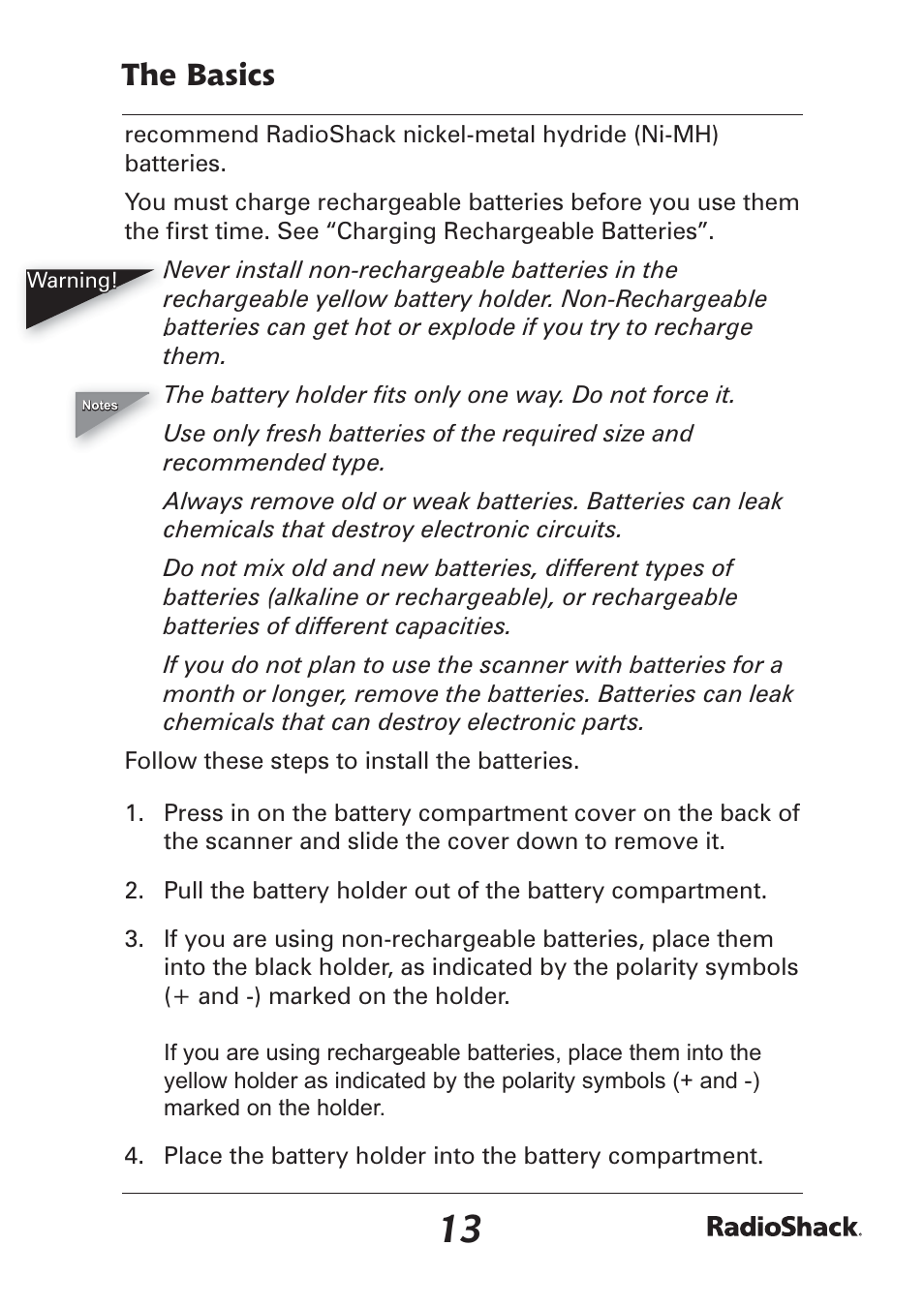 The basics | Radio Shack Pro-97 1,000 User Manual | Page 13 / 88