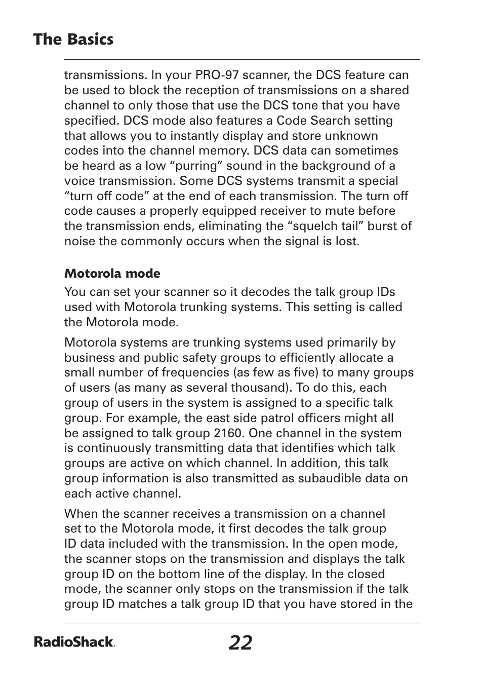 The basics | Radio Shack Pro-97 1,000 User Manual | Page 22 / 88