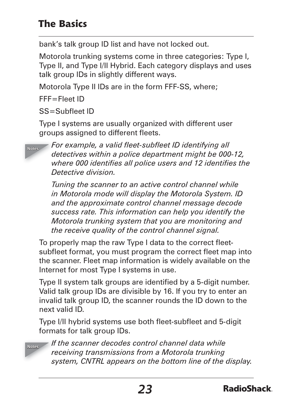 The basics | Radio Shack Pro-97 1,000 User Manual | Page 23 / 88